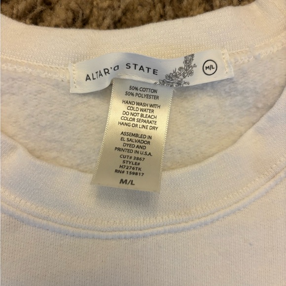 Altar'd State White Crewneck Sweatshirt with Rust Book Club Graphic - Picture 3 of 4